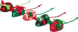 Frisco Holiday Mice Plush Cat Toy with Catnip, 5 count