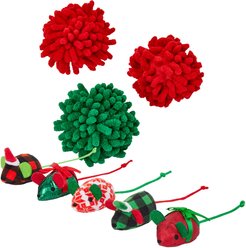 Frisco Holiday Moppy Ball, 3 count + Holiday Mice Cat Toy with Catnip, 5 count