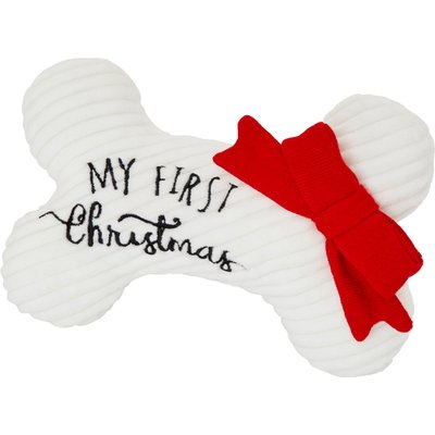Frisco Frisco My First Christmas Bone Plush Squeaky Dog Toy, Medium