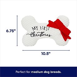 Frisco Holiday My First Christmas Bone Plush Squeaky Dog Toy, Medium slide 2 of 6