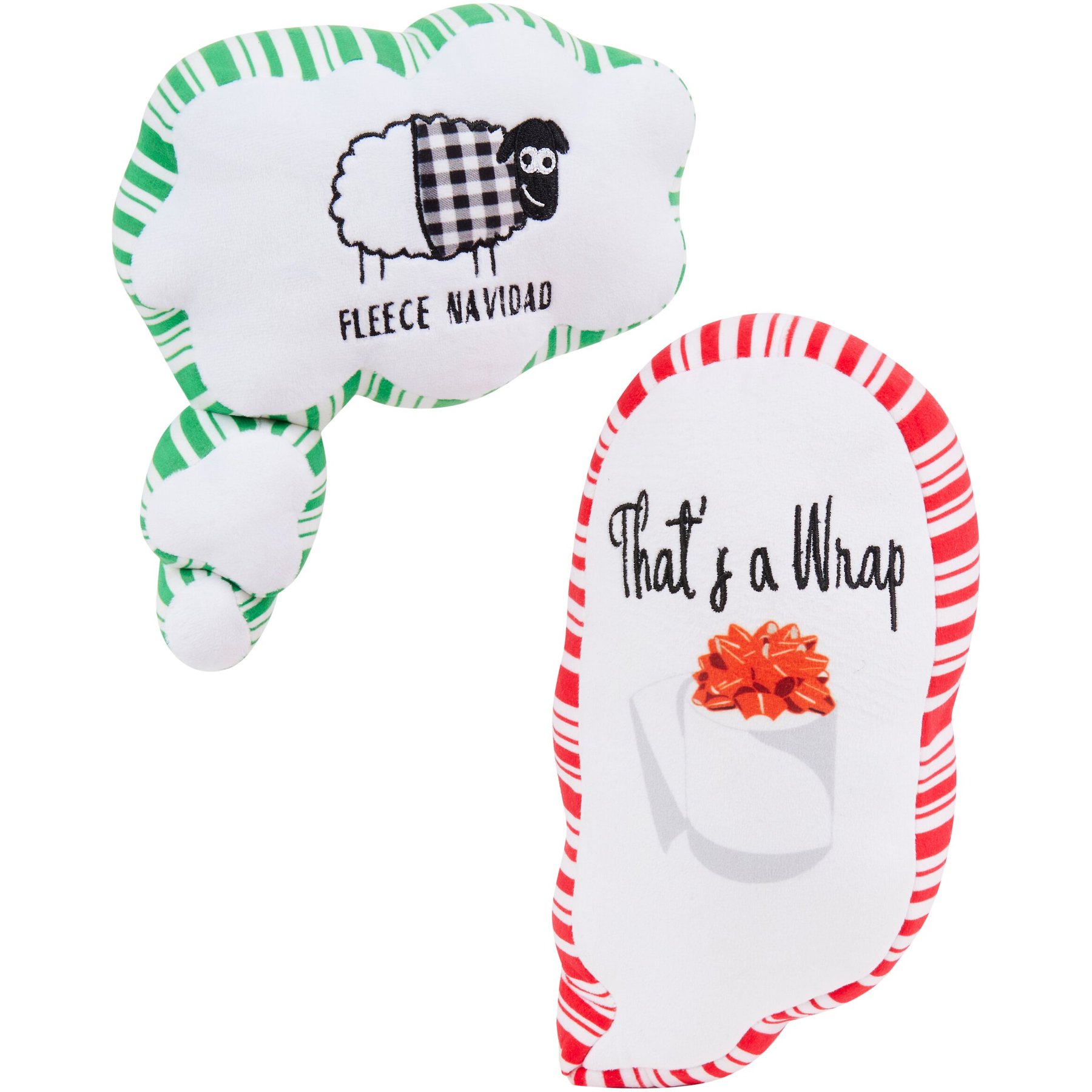 Frisco Holiday Naughty Message Bubble Plush Squeaky Dog Toy, 2 count