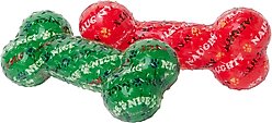 Frisco Holiday Naughty & Nice TPR Bone Squeaky Dog Toy, Medium/Large, 2 count