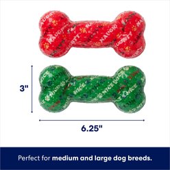 Frisco Holiday Naughty & Nice TPR Bone Squeaky Dog Toy, Medium/Large, 2 count slide 2 of 5