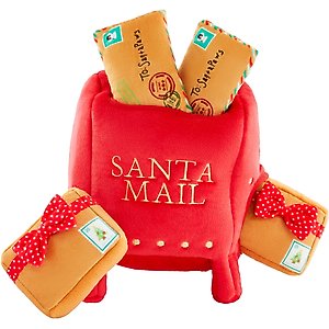 Frisco Holiday North Pole Mailbox Hide & Seek Puzzle Plush Squeaky Dog Toy, Medium