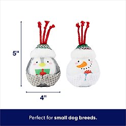 Frisco Holiday Penguin & Snowman Plush Squeaky Dog Toy, Small, 2 count slide 2 of 5