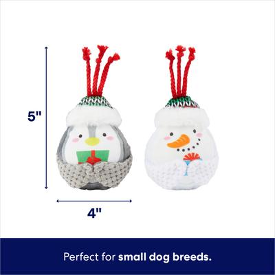 Show full view: Frisco Holiday Penguin & Snowman Plush Squeaky Dog Toy, Small, 2 count slide 2 of 7