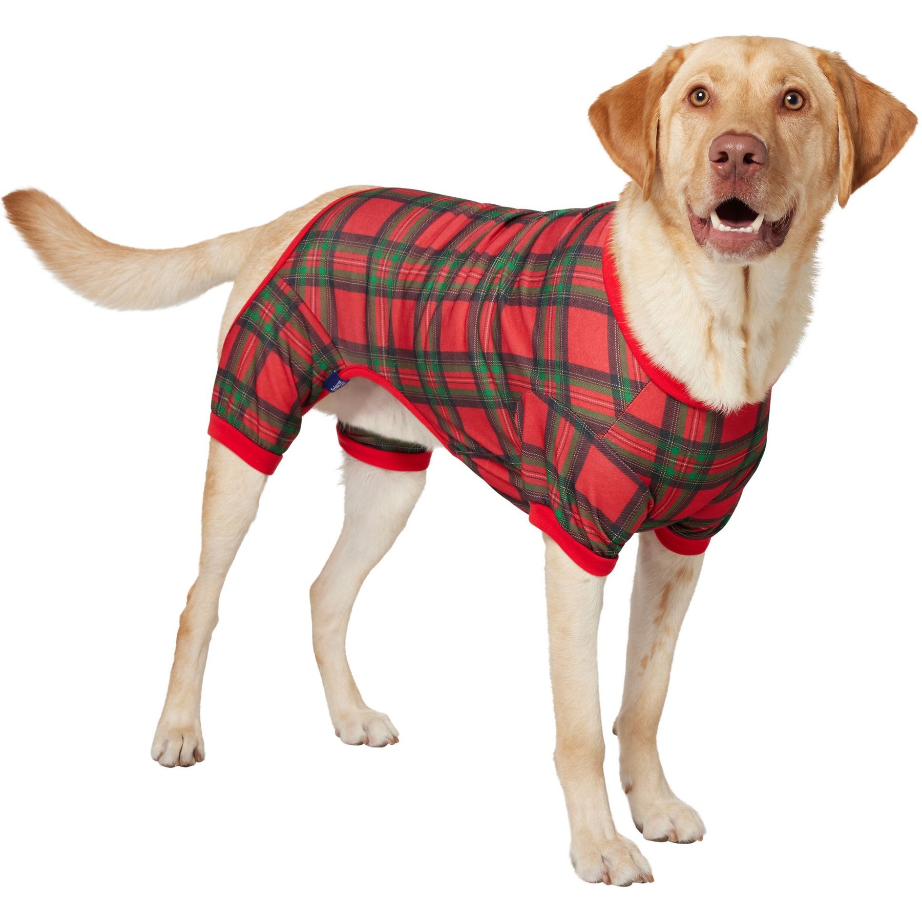 Frisco Christmas Red Plaid Dog & Cat Jersey Pajamas, X-Large
