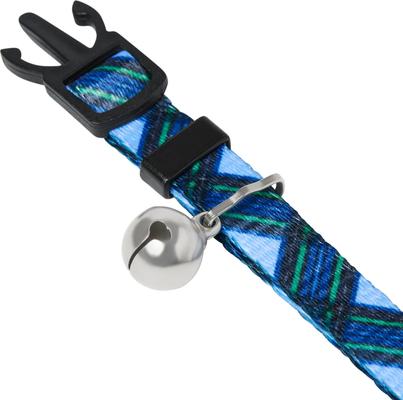 Show full view: Frisco Holiday Plaid Print Polyester Breakaway Cat Collar with Bell, Blue, 8 to 12-in neck, 3/8-in wide slide 2 of 8