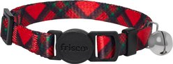Frisco Holiday Plaid Print Polyester Breakaway Cat Collar with Bell, Red, 8 to 12-in neck, 3/8-in wide