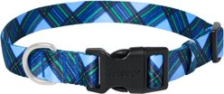 Frisco Holiday Plaid Print Polyester Dog Collar, Blue, Large/X-Large