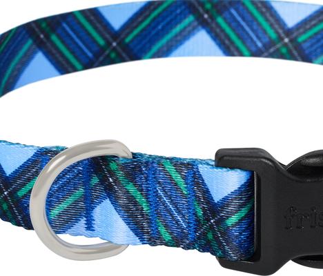 Show full view: Frisco Holiday Plaid Print Polyester Dog Collar, Blue, Large/X-Large slide 2 of 10