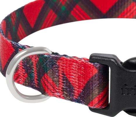 Show full view: Frisco Holiday Plaid Print Polyester Dog Collar, Red, Medium slide 2 of 10