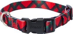 Frisco Holiday Plaid Print Polyester Dog Collar, Red, Small