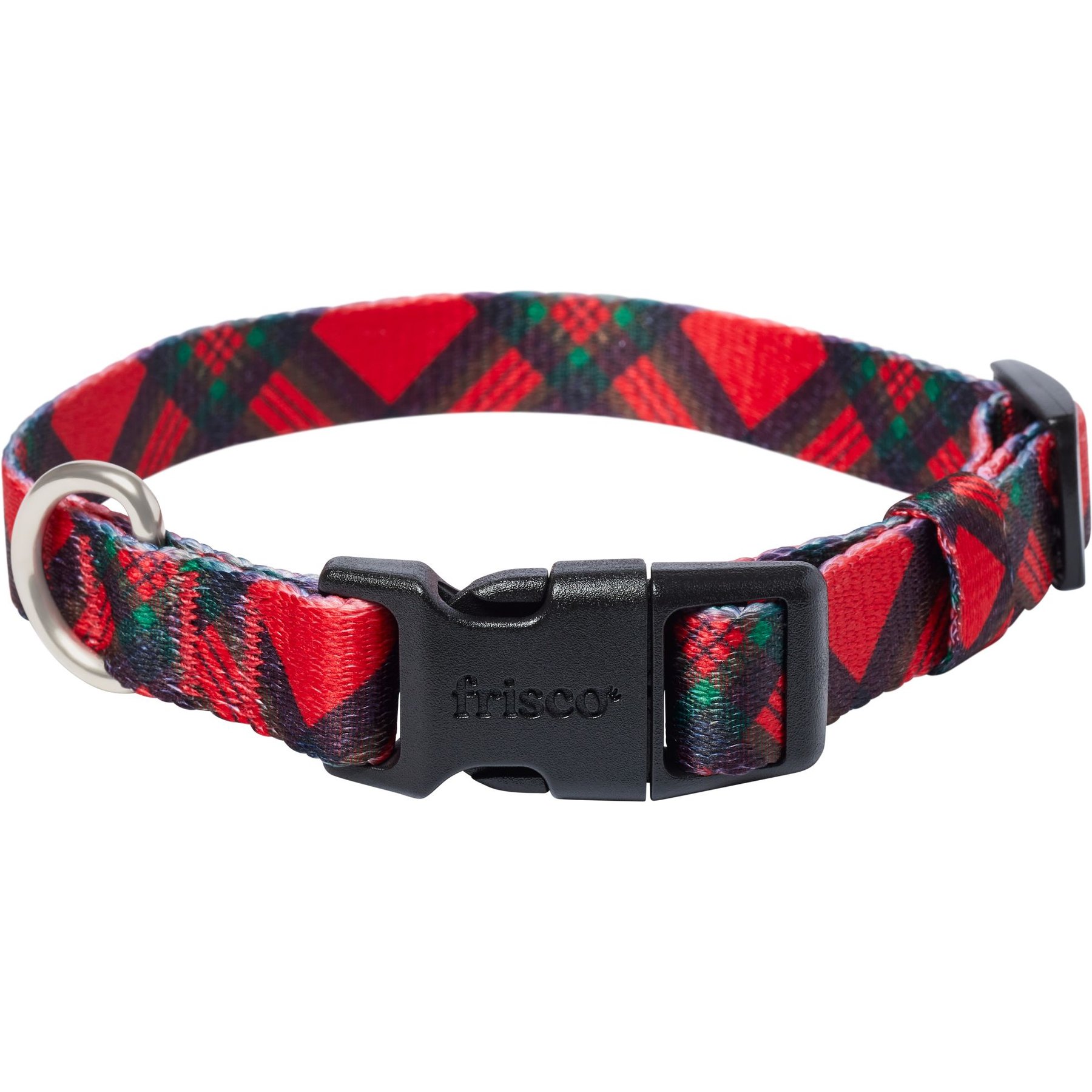 Frisco Holiday Plaid Print Polyester Dog Collar, Red, Small