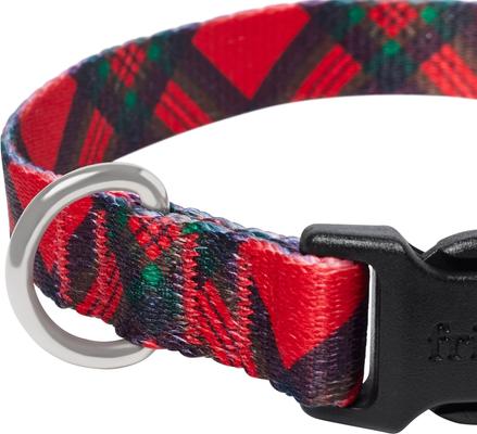 Show full view: Frisco Holiday Plaid Print Polyester Dog Collar, Red, Small slide 3 of 11