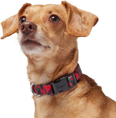 Show full view: Frisco Holiday Plaid Print Polyester Dog Collar, Red, Small slide 4 of 11