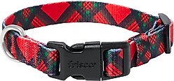 Frisco Holiday Plaid Print Polyester Dog Collar, Red, X-Small