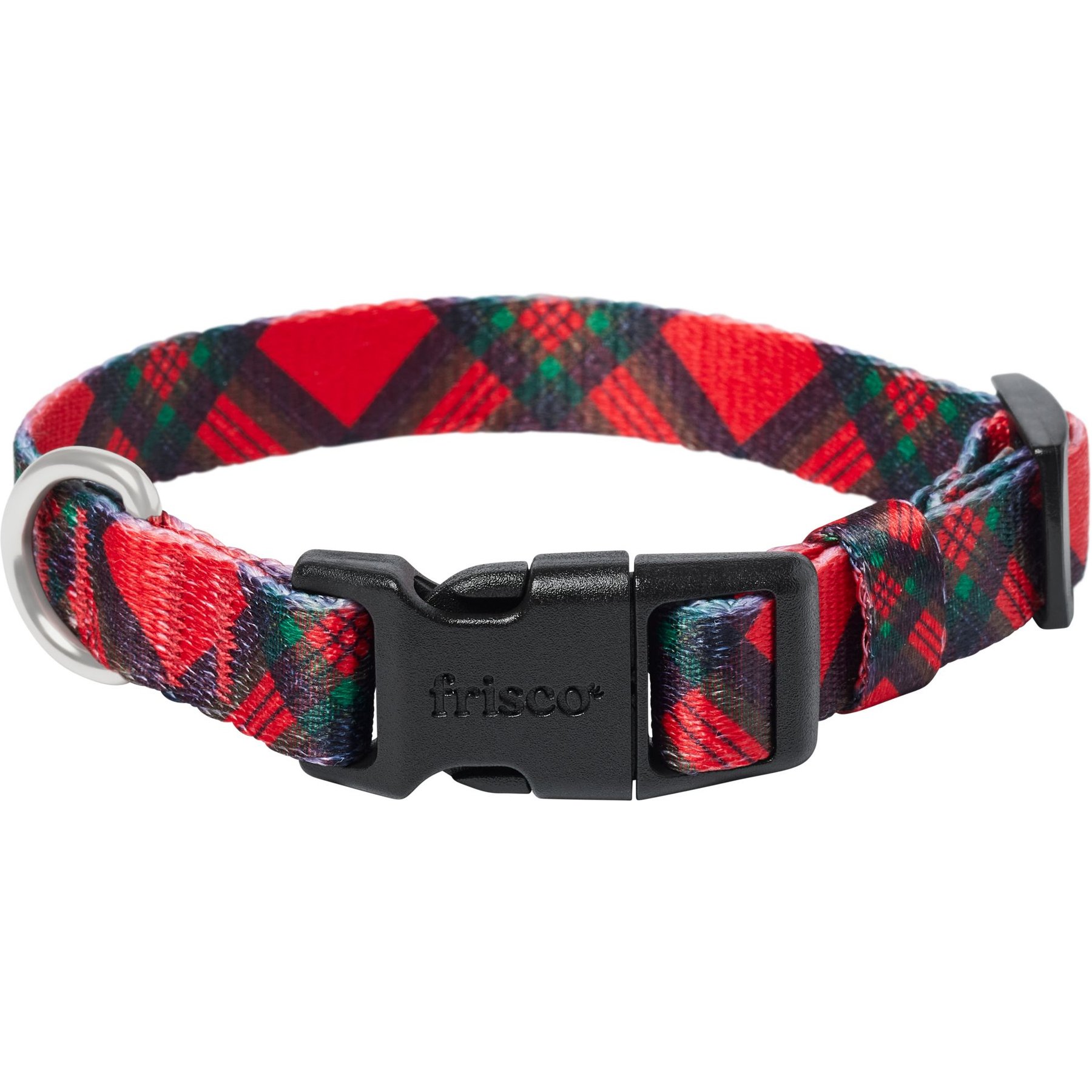 Frisco Holiday Plaid Print Polyester Dog Collar, Red, X-Small