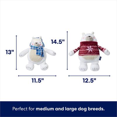 Show full view: Frisco Holiday Polar Bear Friends Plush Squeaky Dog Toy, Medium/Large, 2 count slide 2 of 7