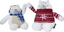 Frisco Holiday Polar Bear Friends Plush Squeaky Dog Toy, Small/Medium, 2 count