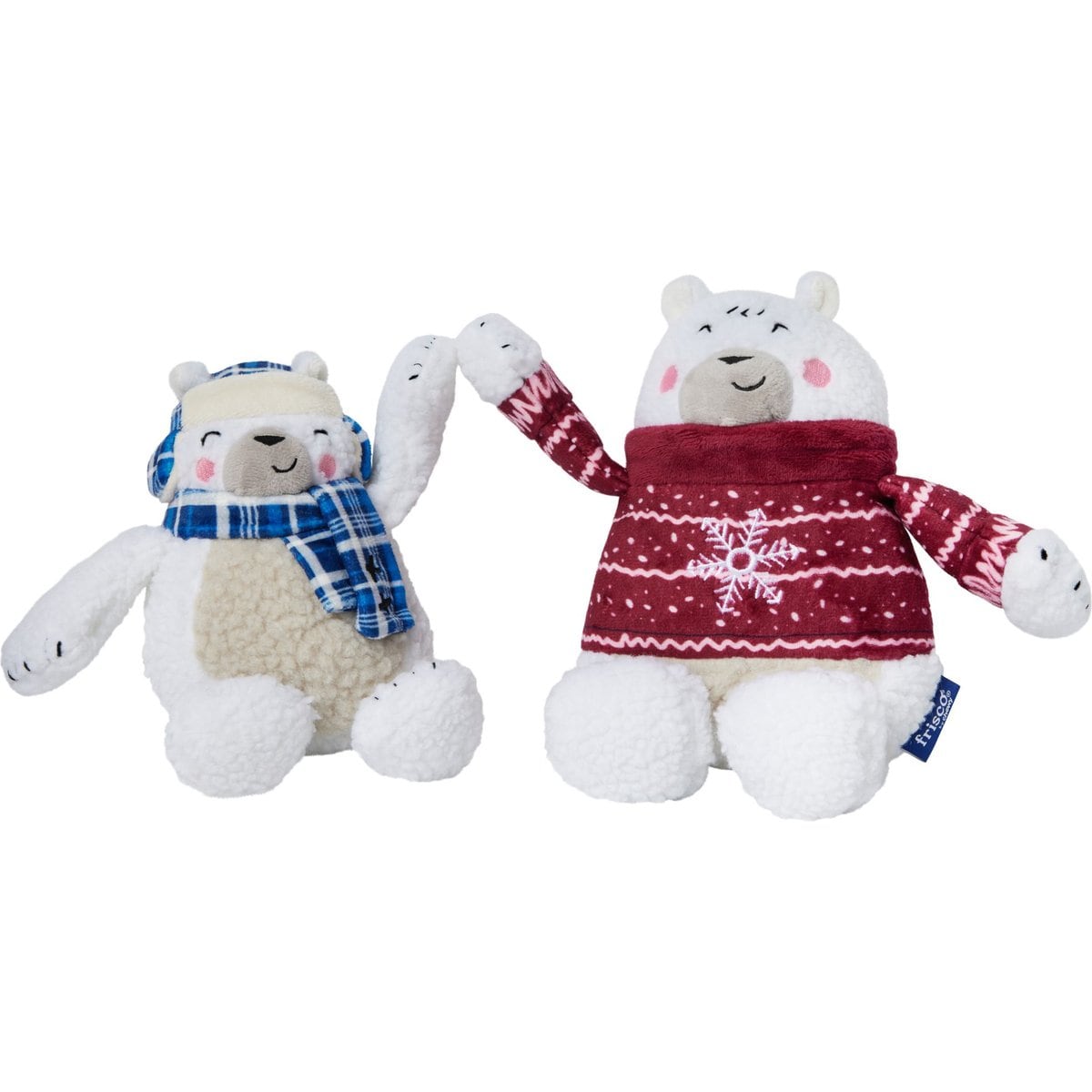 Frisco Christmas Polar Bear Friends Plush Squeaky Dog Toy, Small/Medium, 2 count