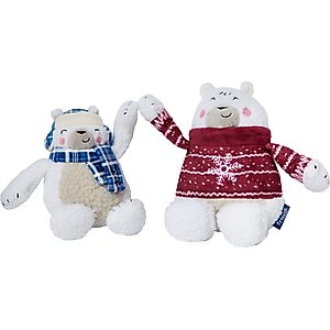 Frisco Holiday Polar Bear Friends Plush Squeaky Dog Toy, Small/Medium, 2 count