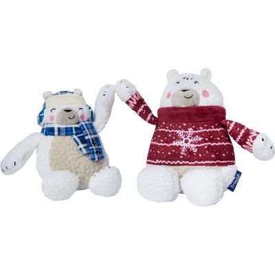 Frisco Frisco Christmas Polar Bear Friends Plush Squeaky Dog Toy, Small/Medium, 2 count