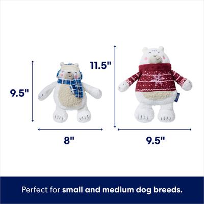 Show full view: Frisco Holiday Polar Bear Friends Plush Squeaky Dog Toy, Small/Medium, 2 count slide 2 of 7