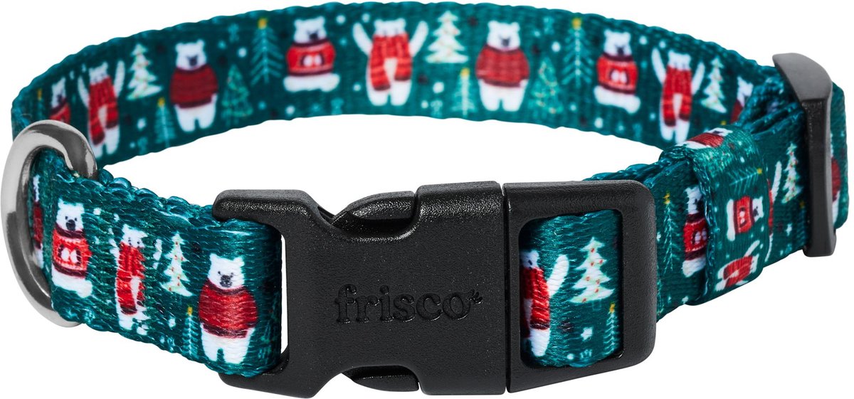 Frisco Holiday Polar Bears Print Polyester Dog Collar