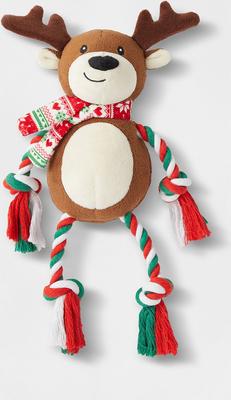 Show full view: Frisco Holiday Reindeer + Holiday Lights Plush with Rope Squeaky Dog Toy, Medium/Large slide 2 of 8