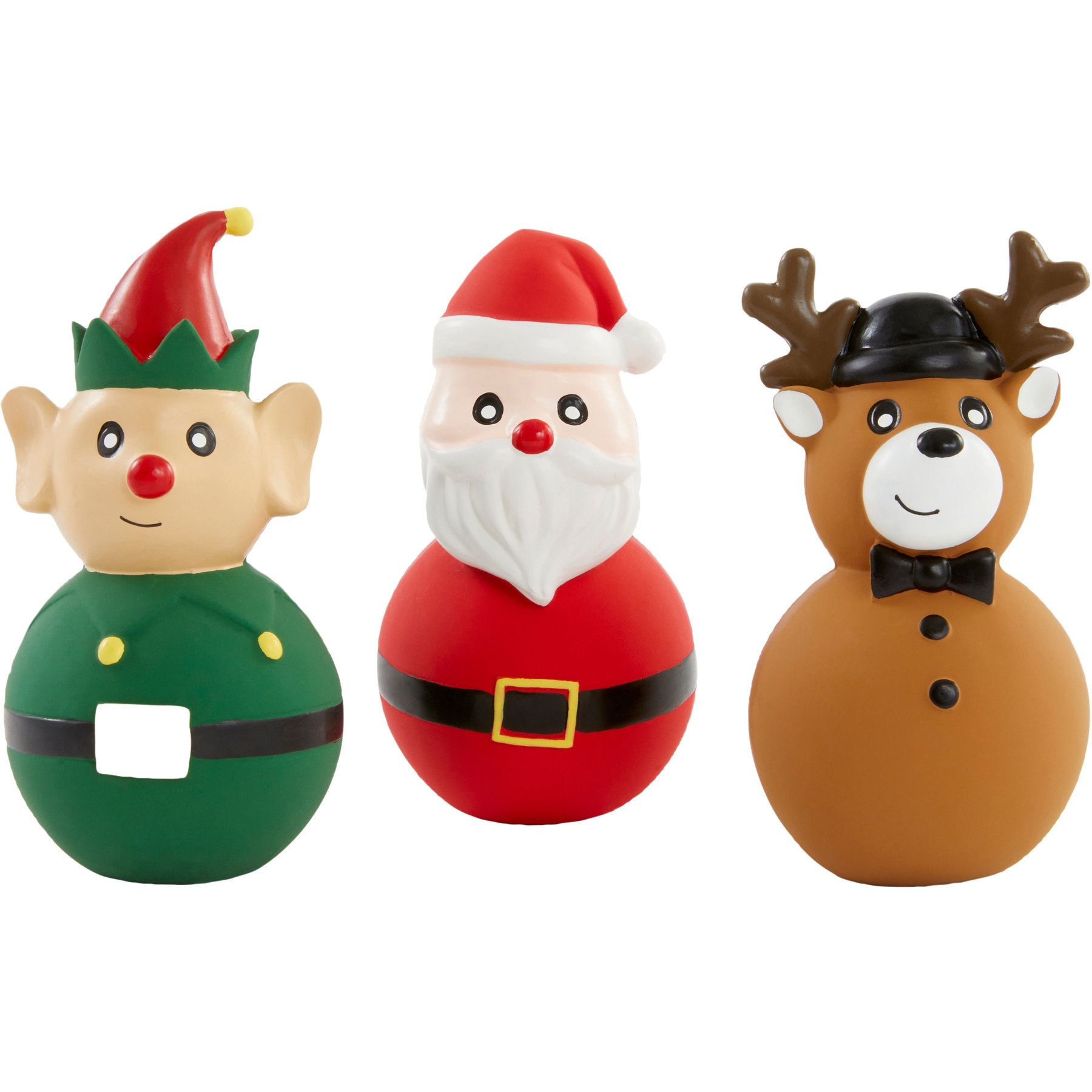Frisco Holiday Santa & Friends Latex Squeaky Dog Toy, Medium, 3 count