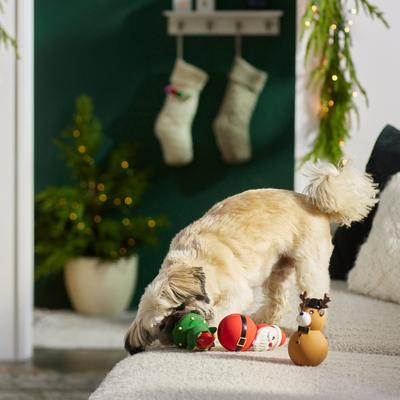 Show full view: Frisco Holiday Santa & Friends Latex Squeaky Dog Toy, Medium, 3 count slide 3 of 6