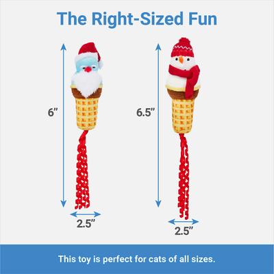 Show full view: Frisco Holiday Santa & Snowman Ice Cream Cones Plush Cat Toy with Catnip, 2 count slide 3 of 5