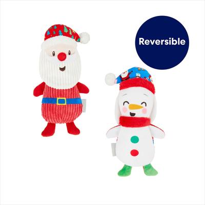 Show full view: Frisco Holiday Santa & Snowman Reversible Plush Squeaky Dog Toy, Small/Medium slide 3 of 8