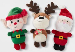 Frisco Holiday Santa's Helpers, 3 count, X-Small/Small + Holiday Ho Ho Ho Fetch Squeaky Tennis Ball Dog Toy, Medium, 3 count