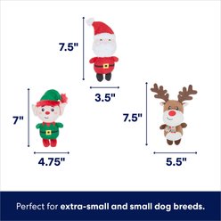 Frisco Holiday Santa's Helpers, 3 count, X-Small/Small + Holiday Ho Ho Ho Fetch Squeaky Tennis Ball Dog Toy, Medium, 3 count slide 2 of 8