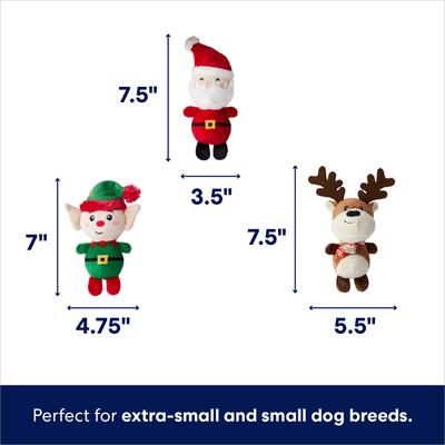 Show full view: Frisco Holiday Santa's Helpers, 3 count, X-Small/Small + Holiday Hot Cocoa Hide & Seek Puzzle Plush Squeaky Dog Toy, Small/Medium slide 3 of 9