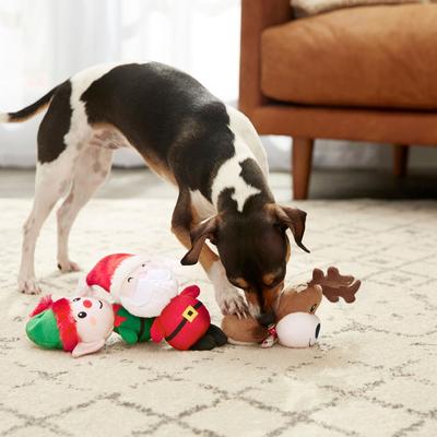 Show full view: Frisco Holiday Santa's Helpers, 3 count, X-Small/Small + Holiday Hot Cocoa Hide & Seek Puzzle Plush Squeaky Dog Toy, Small/Medium slide 5 of 9