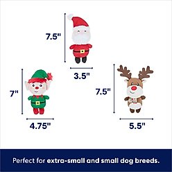 Frisco Holiday Santa's Helpers, 3 count, X-Small/Small + Holiday Tree Thin Plush Squeaky Dog Toy, Medium slide 2 of 8