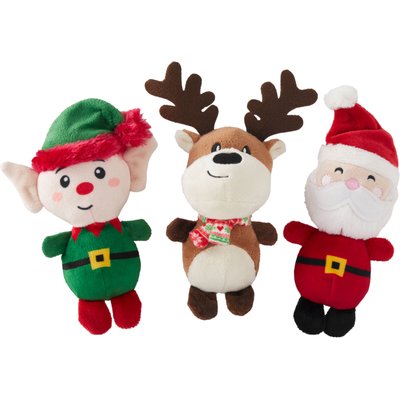 Frisco Frisco Christmas Santa's Helpers Plush Squeaky Dog Toy, 3 count, X-Small/Small