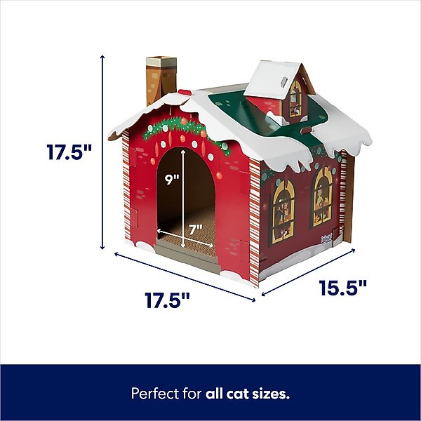 Show full view: Frisco Holiday Santa's Workshop Cardboard Cat House slide 2 of 8