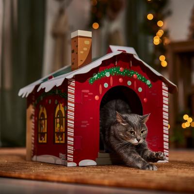 Show full view: Frisco Holiday Santa's Workshop Cardboard Cat House slide 5 of 8