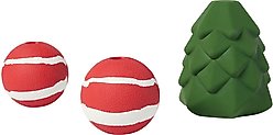 Frisco Holiday Tree & Balls Rubber Dog Toy, Medium, 3 count