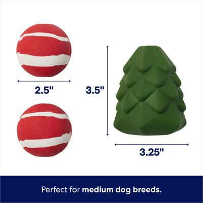 Show full view: Frisco Holiday Tree & Balls Rubber Dog Toy, Medium, 3 count slide 3 of 8
