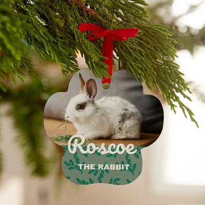 Show full view: Frisco Christmas Holly Leaves Paw Shape Metal Personalized Dog & Cat Holiday Ornament slide 3 of 5