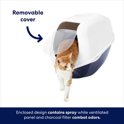 Show full view: Frisco Hooded Cat Litter Box, Navy, 26-in slide 4 of 6