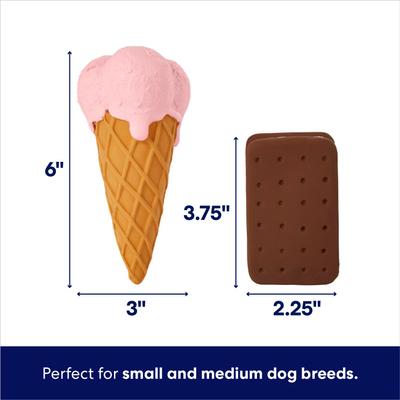 Show full view: Frisco Ice Cream Sandwich & Ice Cream Cone Latex Squeaky Dog Toy, Medium, 2 count slide 3 of 7
