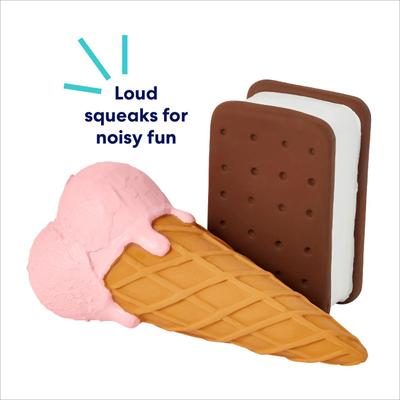 Show full view: Frisco Ice Cream Sandwich & Ice Cream Cone Latex Squeaky Dog Toy, Medium, 2 count slide 4 of 7