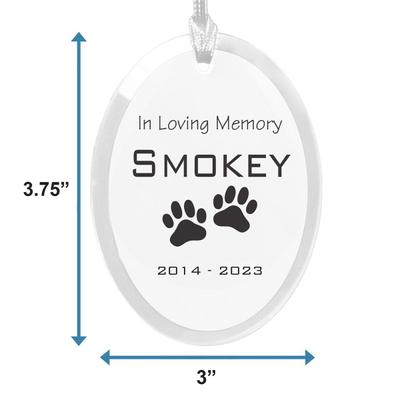 Show full view: Frisco Christmas "In Loving Memory" Paw Glass Personalized Ornament slide 2 of 8