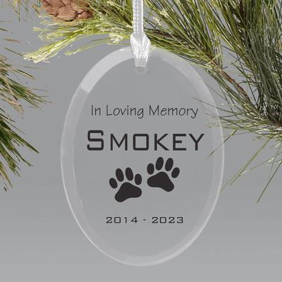 Show full view: Frisco Christmas "In Loving Memory" Paw Glass Personalized Ornament slide 6 of 8